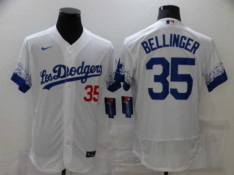 Cheap Men Los Angeles Dodgers 35 Bellinger White City Edition Elite Nike 2021 MLB Jersey